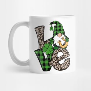 Love St Patricks Day Gnome Leopard Shamrock Mug